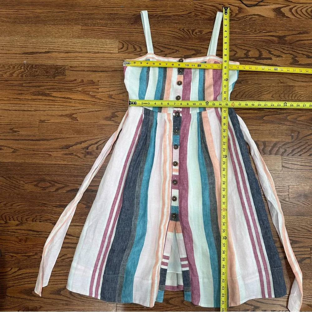 J. Crew LINEN Stripped Light Textured Spaghetti Strap, Button down Midi Size 10 - Picture 10 of 15